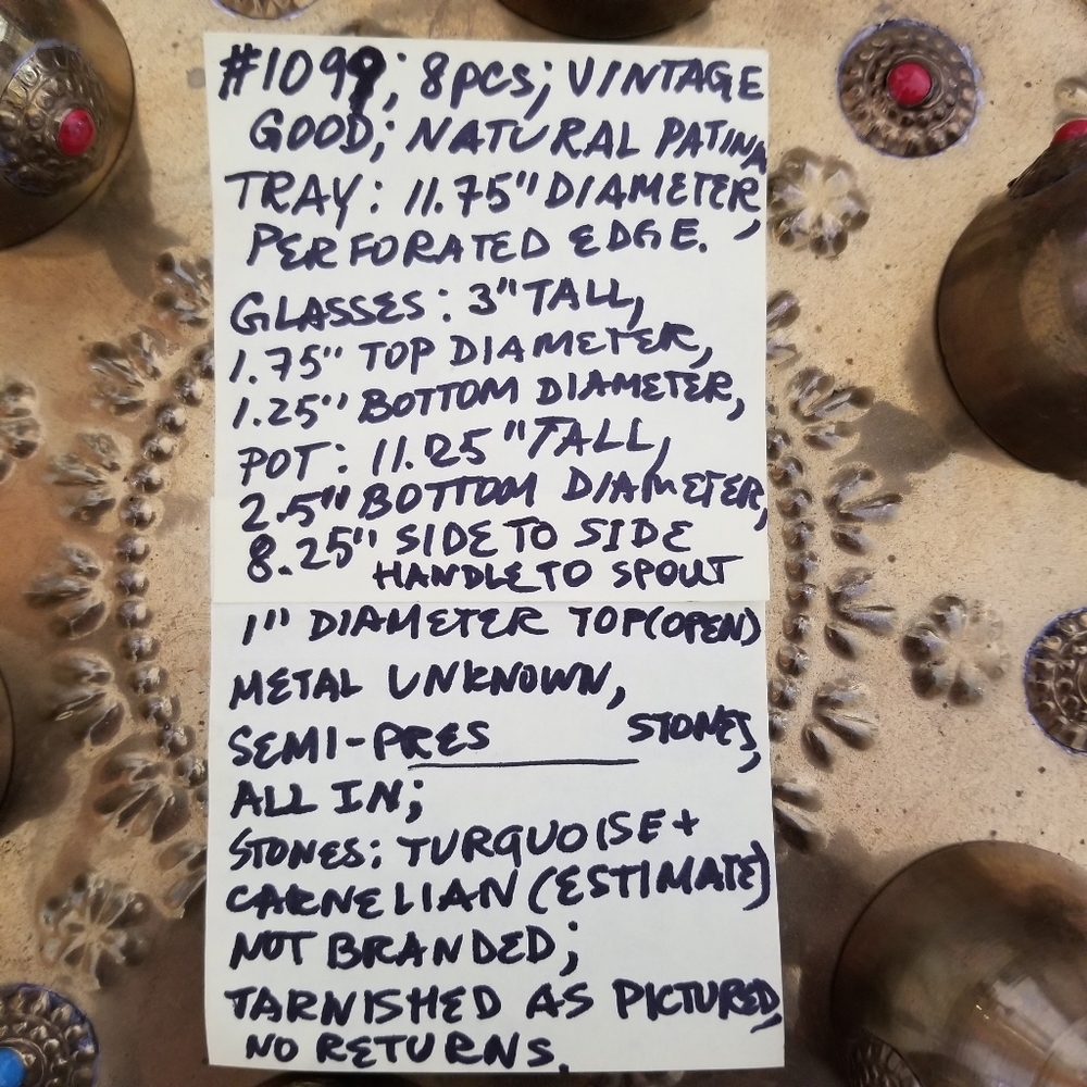 🔻REDUCED❣ #1099 8 pcs Morocco Wine Tea Coffe brass stone set - Picture 16 of 16